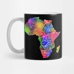 Colorful mandala art map of Africa with text in multicolor pattern Mug